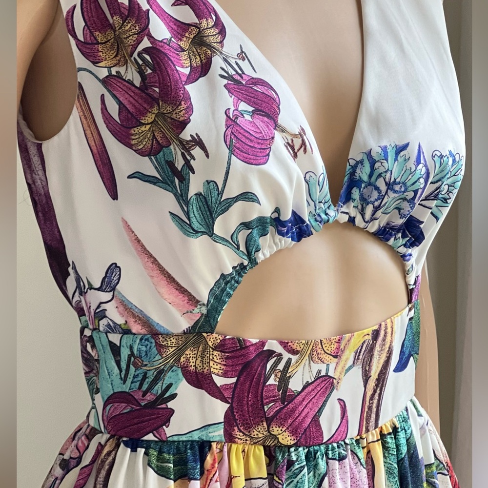 Just Cavalli NEW Printed Floral Art to Wear Dress Size 4 ๐ NWT - Picture 3 of 15